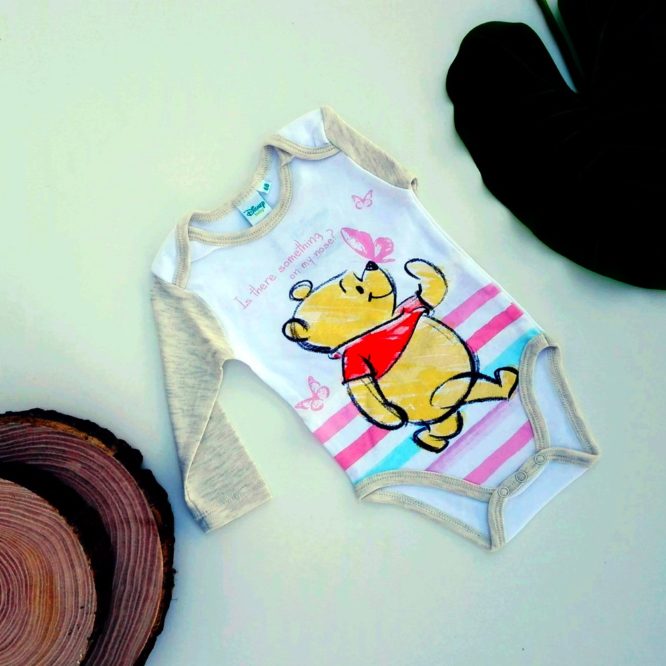 body winnie the pooh beige bambina a maniche lunghe