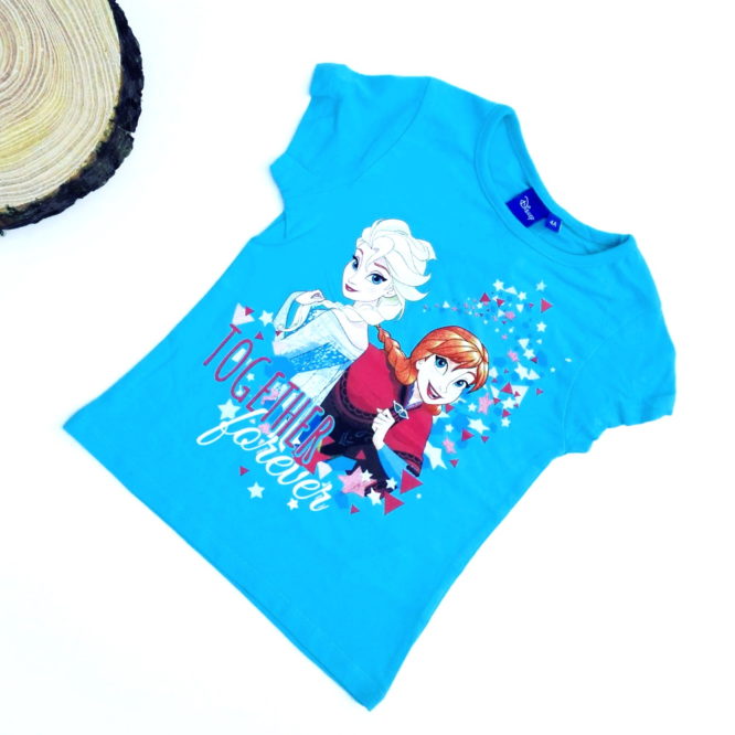 maglietta frozen bambina celeste a maniche corte