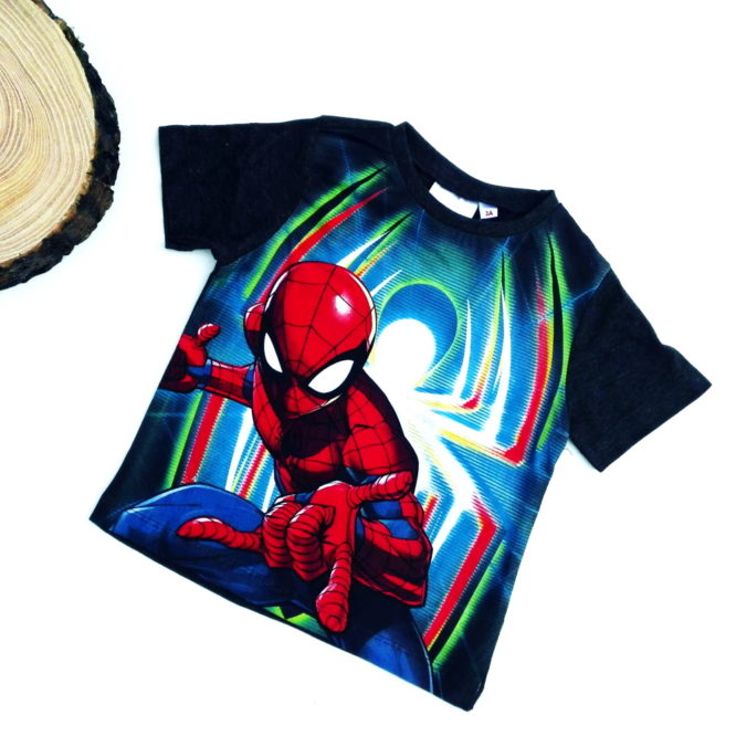 maglietta spiderman bambino grigio antracite a maniche corte