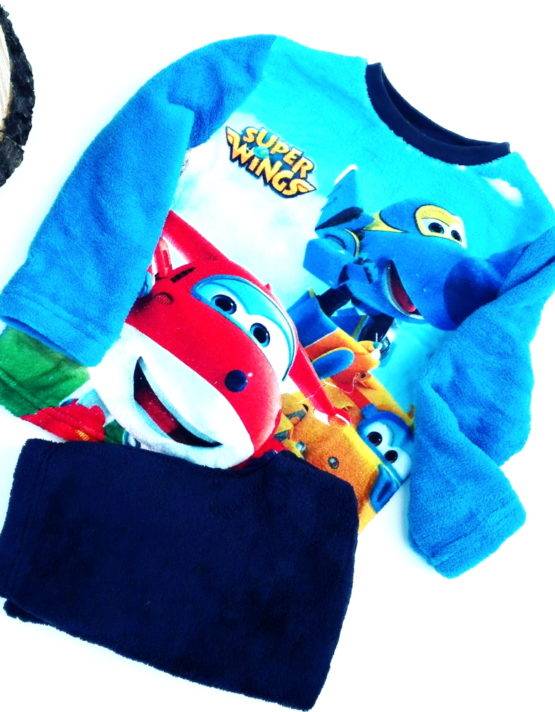 pigiama super wings bambino felpato blu