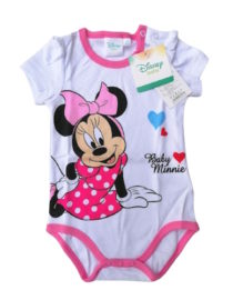 Body Minnie bambina bianco e rosa a manica corta