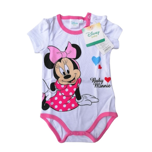 Body Minnie bambina bianco e rosa a manica corta